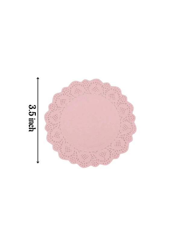 3.5 inch Paper Doilies | Round Placemats | Decorative Accessories | Disposable Paper Mats - Pink (100 pcs Pack) (MOQ 12 PACK)