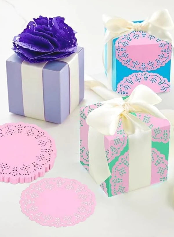3.5 inch Paper Doilies | Round Placemats | Decorative Accessories | Disposable Paper Mats - Pink (100 pcs Pack) (MOQ 12 PACK)