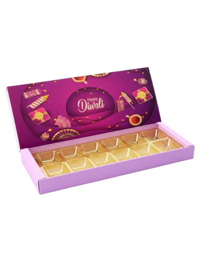 12 Cavity Diwali Sliding Hamper Box Without Cavity - Purple (1 Piece Pack) (MOQ 50 PCS)