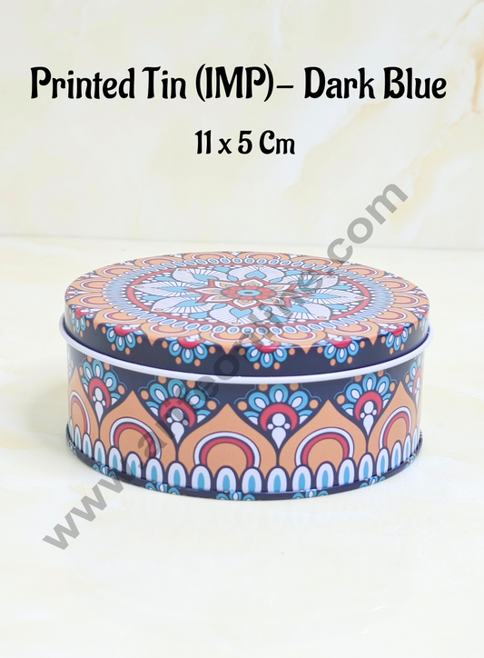 Printed Dream Tin (IMP) | Dream Cake Tin Torte cake Cookie Cake Tin - Dark Blue Color - 11 cm X 5cm (MOQ 160 PCS PER CRTN)