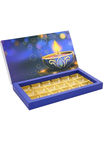 18 Cavity Diwali Sliding Hamper Box Without Cavity - Blue (1 Piece Pack) - (MOQ 50 PCS)