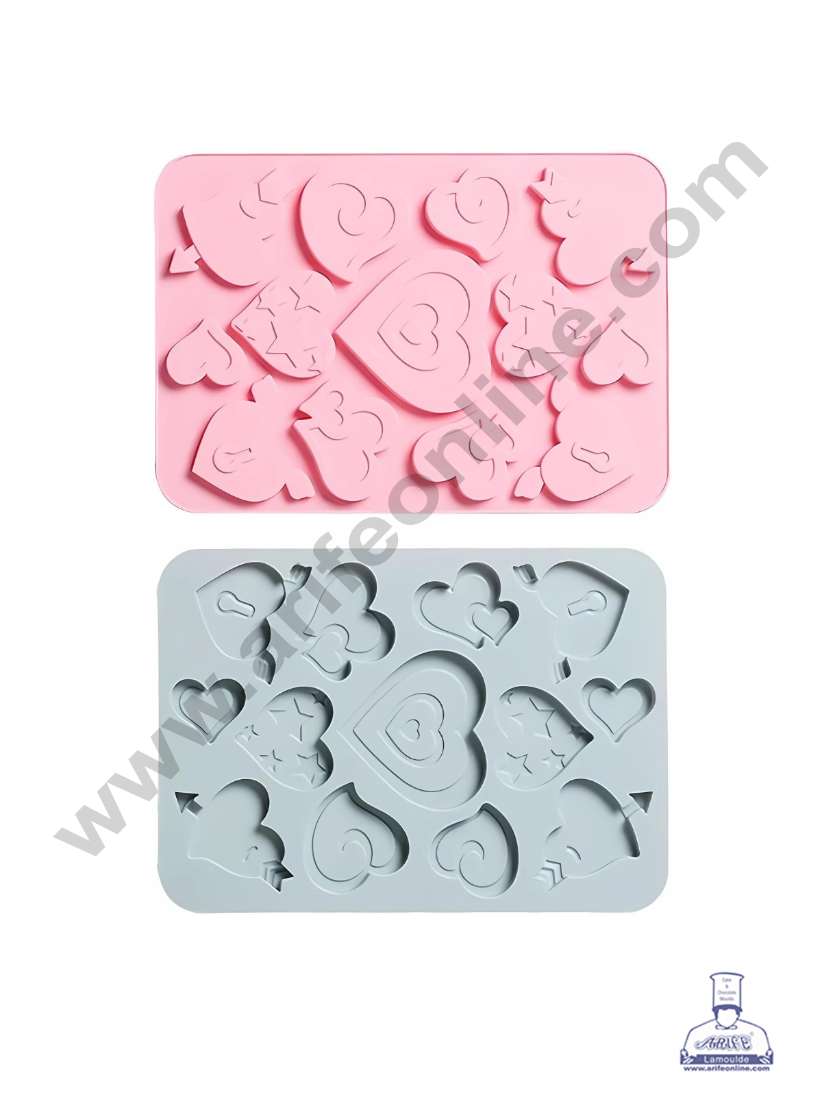 13 Cavity Heart Shaped Silicone moulds for Chocolate, Jelly Desserts (SBSM-LBM237) (MOQ 12 PCS)  (EE)