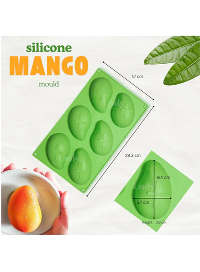 6-Cavity Mango Shape Silicone Mould | Premium Non-Stick Flexible Mousse, Entremet & Cake Mold for Chocolate, Ice Cream & Frozen Desserts | Reusable Baking Tray  (SBSM-MB-8601)  (RLE)