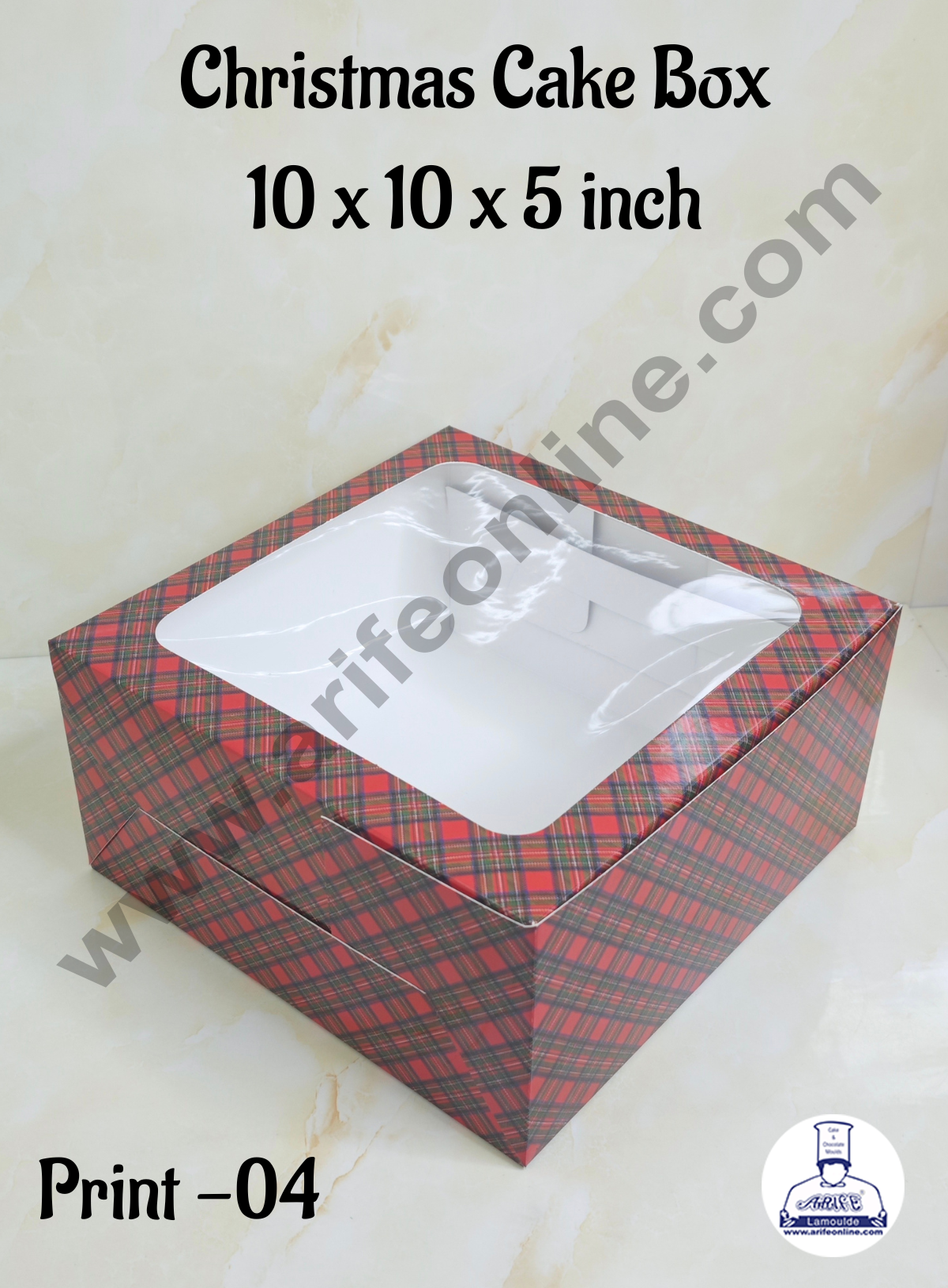 Red & Blue Checks Christmas design 1 kg Cake Box (10 x 10 x 5 inch)| Print-04 | Big - 10 Pcs Pack (MOQ 12 PACK)