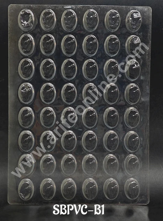Clear Plastic PVC Horse Face Round Design Chocolate Mould – 48 Cavity | Polycarbonate Mold (MOQ 50 PCS) (RE)