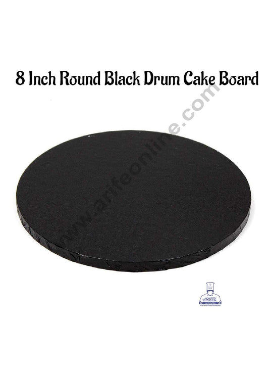 CAKE DECOR™ Black Round Drum Cake Board Cake Base - 8 inch (MOQ 50 PCS) (FD)