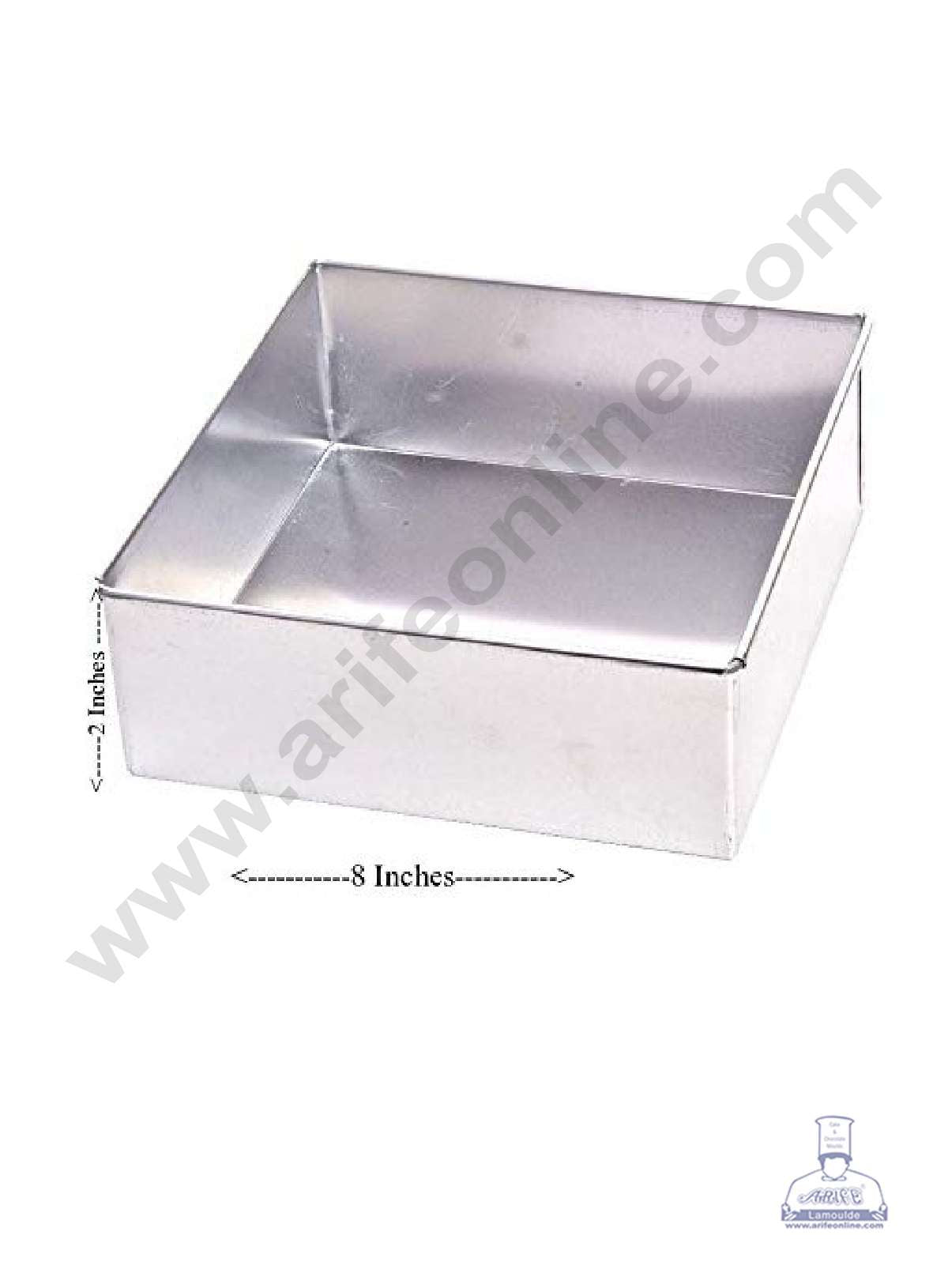 Aluminum Square Cake Mould - 8 in x 2 in (MOQ 12 PCS)