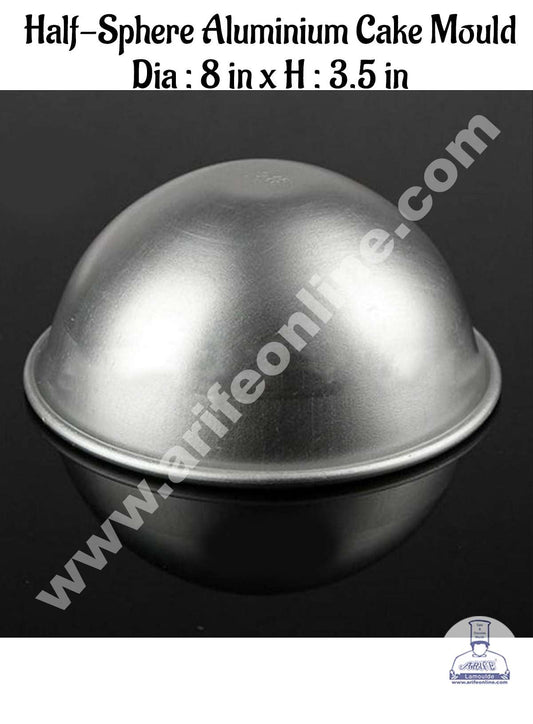 2pcs Aluminum Half Sphere Ball Cake Mould, Round Cake Molds,Dome Cake Moulds ( 8 inch Diameter X 3.5 inch Height) No.8  (MOQ 12 PCS)