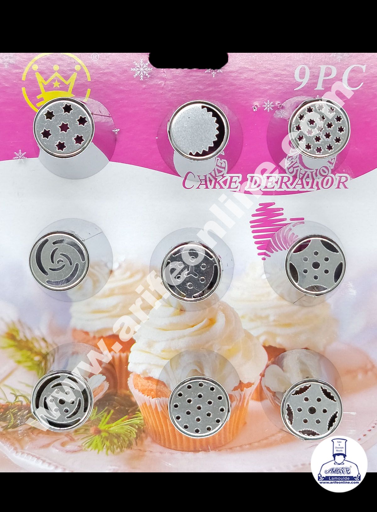 Cake Decor 9 Pieces Stainless Steel Russian Nozzle Set