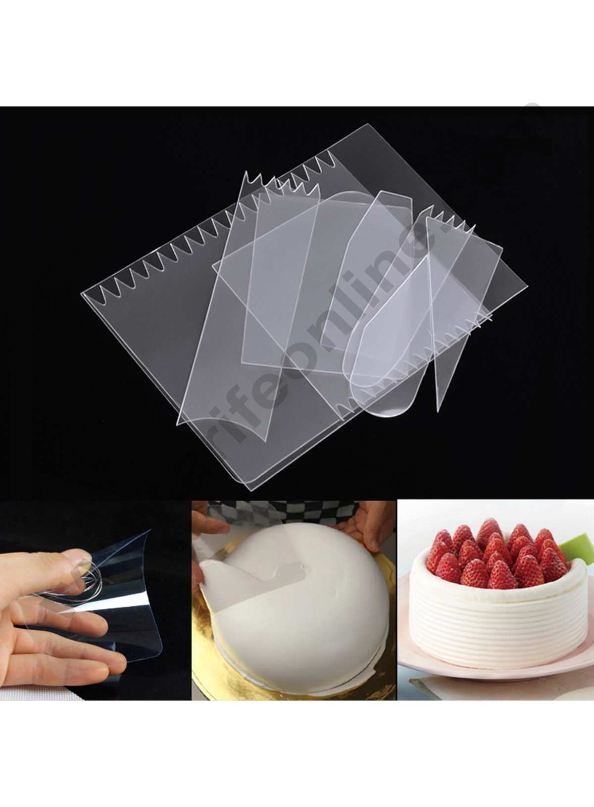 9 Pcs Cake Scraper Fondant Mousse Cream Spatula Edge Smoother Cupcake Cake Cutter Pastry Mold Baking Decorating Tools