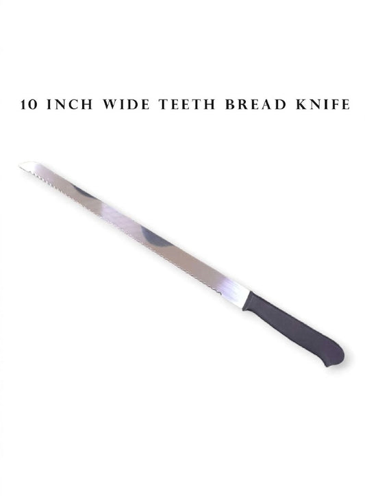 10" Wide Teeth Black Handle Bread Knife | Cake Slicer (EE)