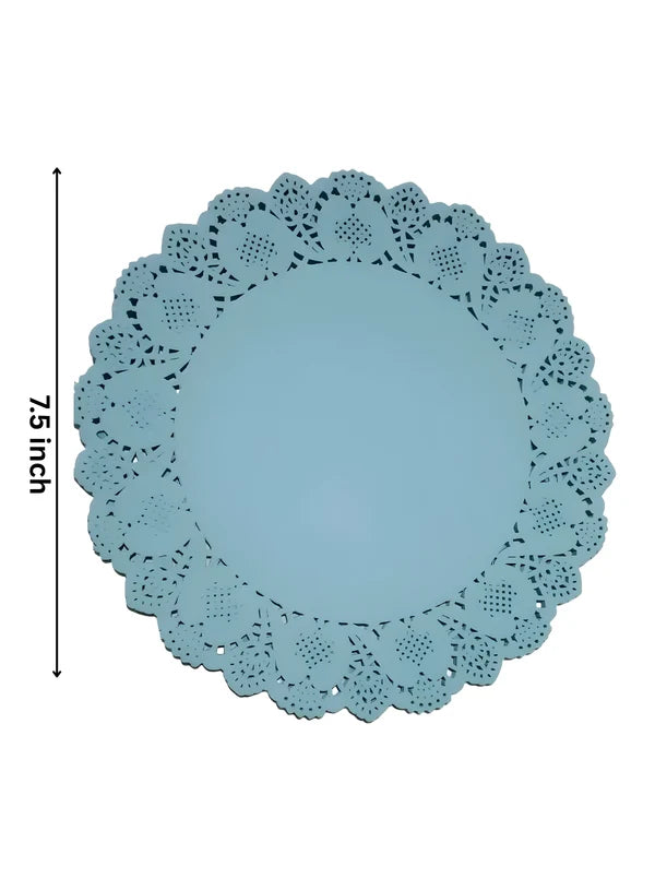 7.5 Inch Paper Doilies | Round Placemats | Decorative Accessories | Disposable Food-Grade Paper Mats – Sky Blue | Pack of 100 (SBPD-SB-7.5) (MOQ 12 PACK)