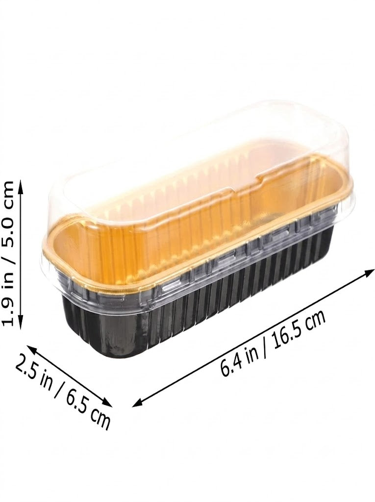 Rectangle  Aluminium Tin Foil Bake & Serve Cup with Lid | Aluminium Containers | Non-Stick Foil Baking container - Black-  2000 Pcs per cartoon (MOQ 1 CRTN) (L)