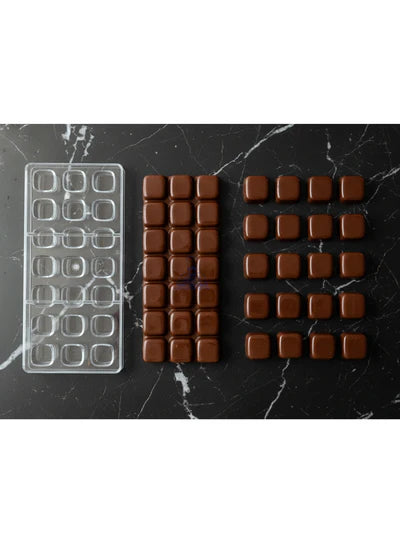 Regular Bakers 21-Cavity Polycarbonate Rounded-Square Chocolate Mold |SBPS-45|1 Piece| (MOQ 12 PCS) (ADD)