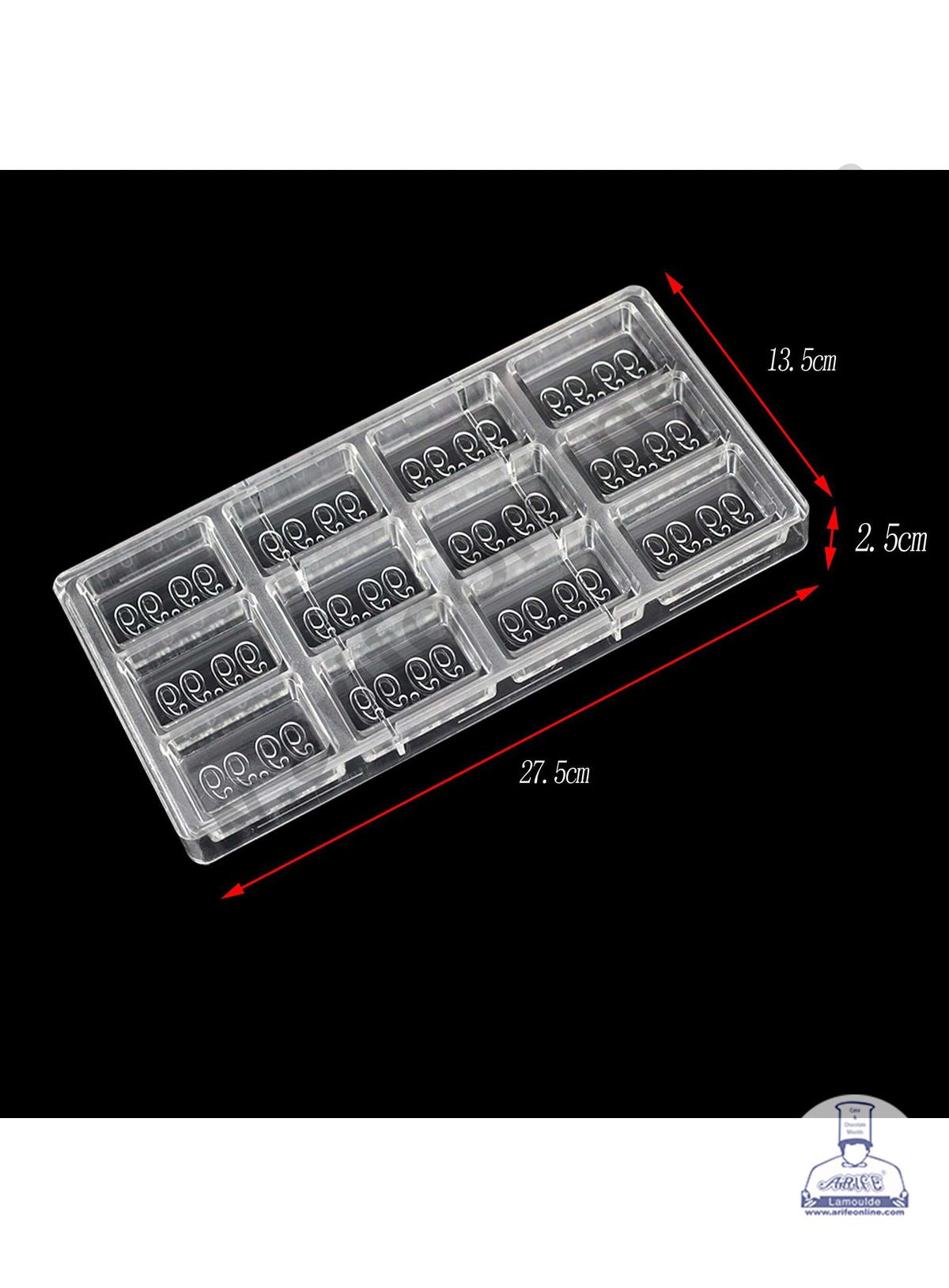 Cake Decor 12 Cavity 99.99 Pure Gold Bar Shaped Polycarbonate Chocolate Mould SB-9999