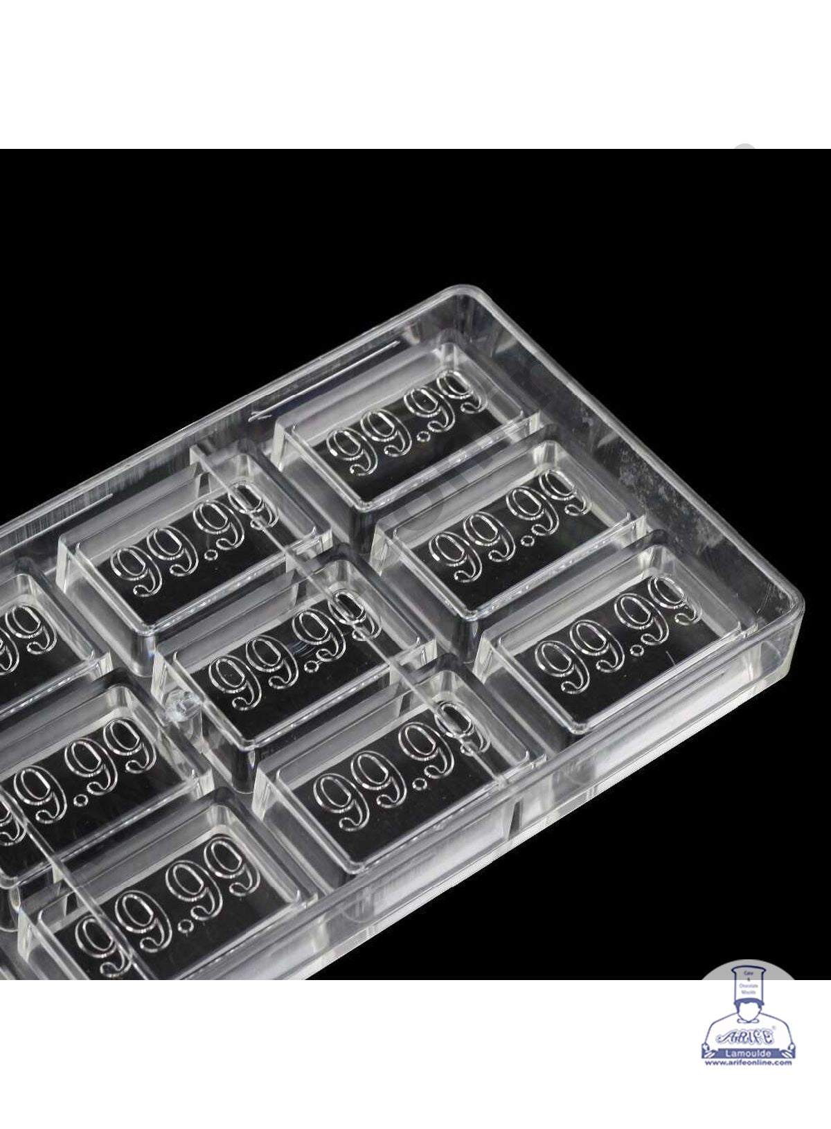 Cake Decor 12 Cavity 99.99 Pure Gold Bar Shaped Polycarbonate Chocolate Mould SB-9999