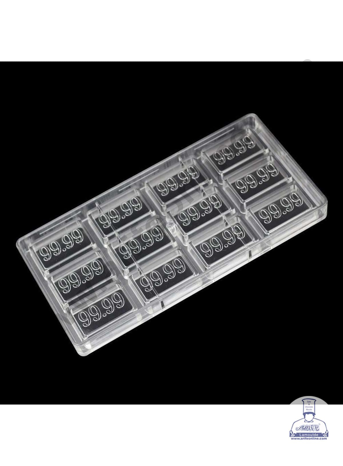 Cake Decor 12 Cavity 99.99 Pure Gold Bar Shaped Polycarbonate Chocolate Mould SB-9999