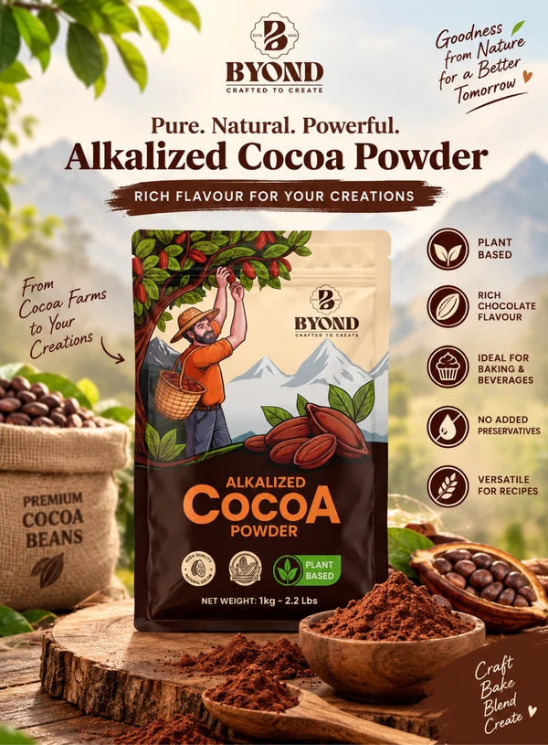 BYOND Alkalized Cocoa Powder | Premium Cocoa Powder for Baking & Desserts (1 Kg) (Beyond-A-Cocoa)