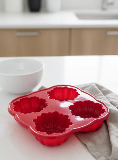 4 Cavity Silicone Poppy Muffin Mold - 1 Piece - CK3-024 (MOQ 12 PCS)