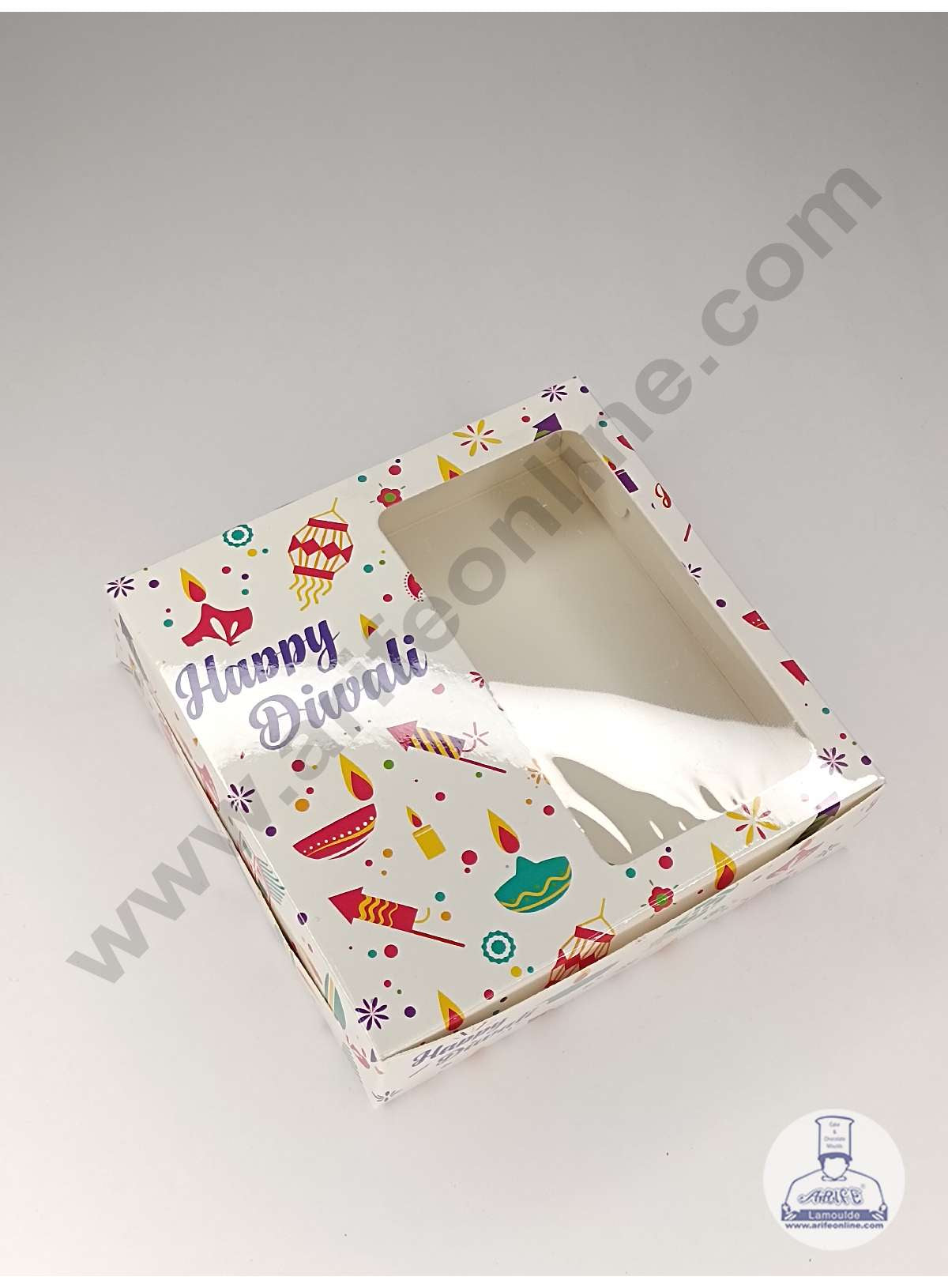 9 Cavity Diwali Theme Chocolate Box with Clear Window & Cavity ( 10 Piece Pack ) - White (MOQ 12 PACK) (ADD)