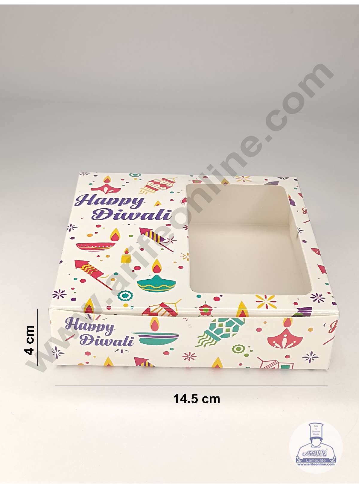 9 Cavity Diwali Theme Chocolate Box with Clear Window & Cavity ( 10 Piece Pack ) - White (MOQ 12 PACK) (ADD)