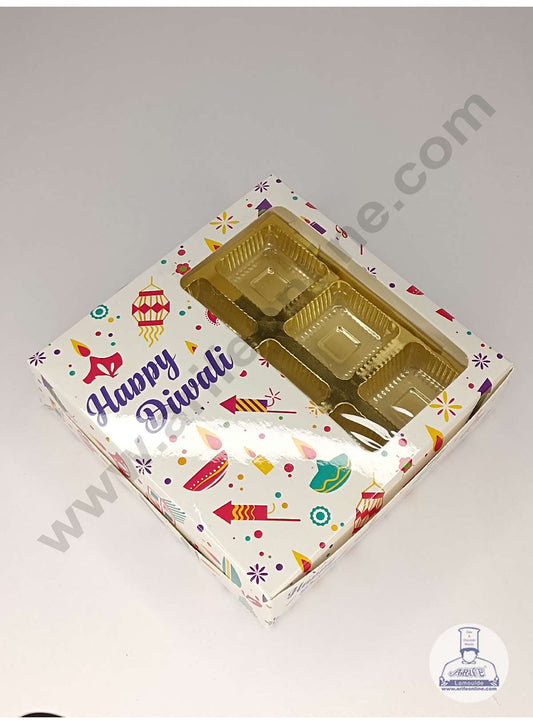 9 Cavity Diwali Theme Chocolate Box with Clear Window & Cavity ( 10 Piece Pack ) - White (MOQ 12 PACK) (ADD)