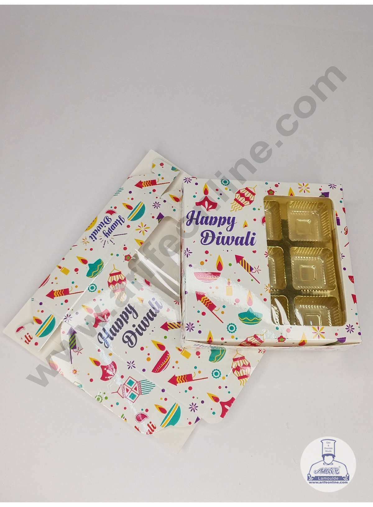 9 Cavity Diwali Theme Chocolate Box with Clear Window & Cavity ( 10 Piece Pack ) - White (MOQ 12 PACK) (ADD)