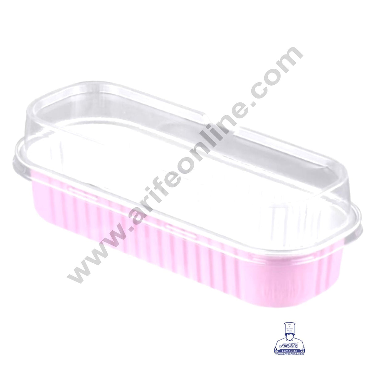 Rectangle  Aluminium Tin Foil Bake & Serve Cup with Lid | Aluminium Containers | Non-Stick Foil Baking container - Pink -  2000 Pcs per cartoon (MOQ 1 CRTN)(L)