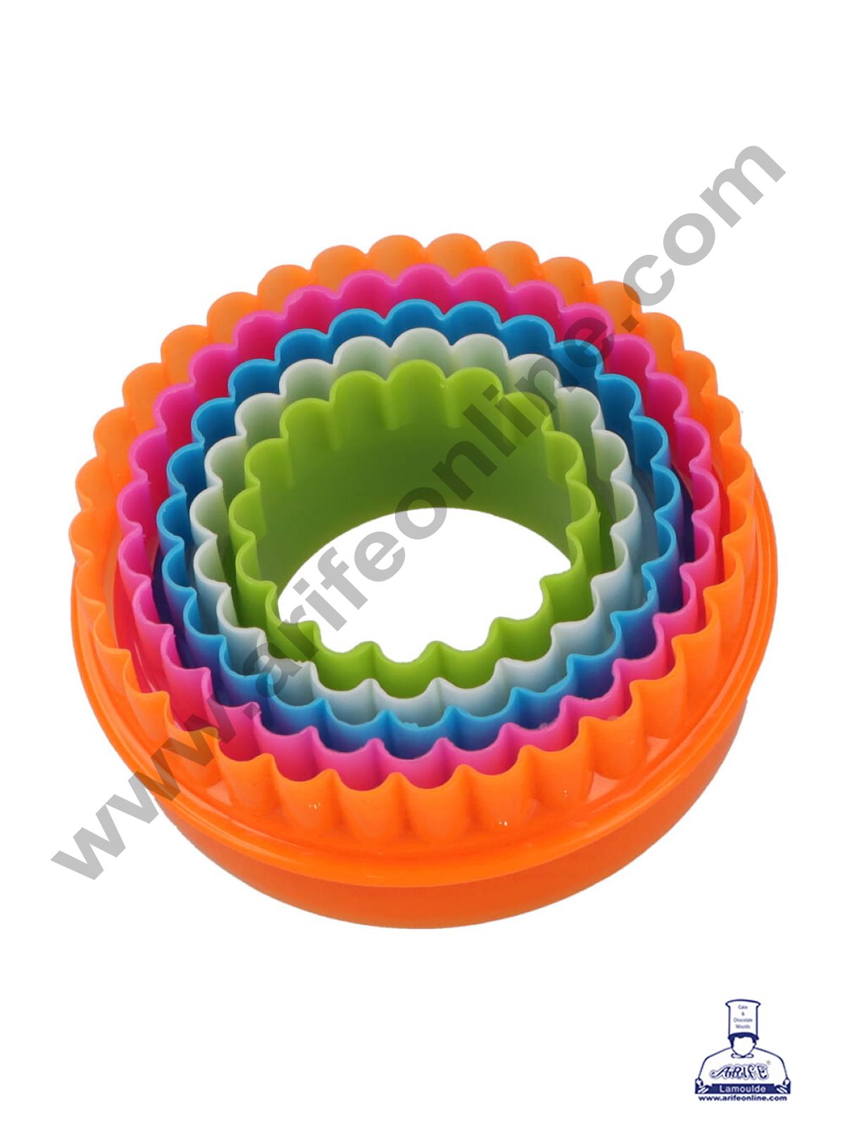 Plastic 5 pcs Round Shaped Plastic Cookie Biscuit Pastry Fondant and Cake Cutter SBDT-009  (MOQ 12 PCS) (RE)