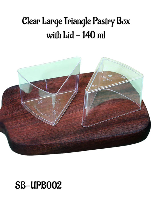 Clear Small Triangle Pastry & Tiramisu Dessert Box with Lid – 140 ml (SB-UPB002) (MOQ 500 PCS)   (RE)