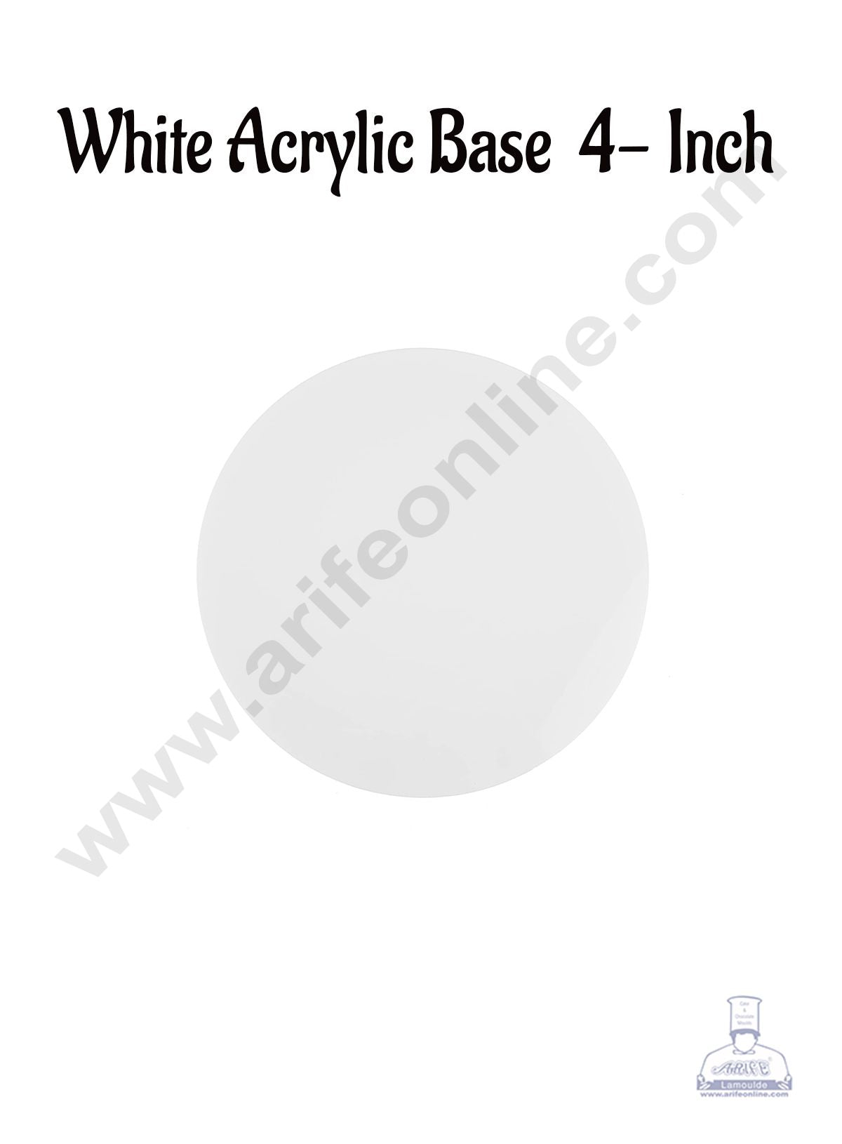 4 Inch Round White Acrylic Cake Board Ganaching Plate (2mm thickness) (10 Pc Pack) (MOQ 12 PCK)