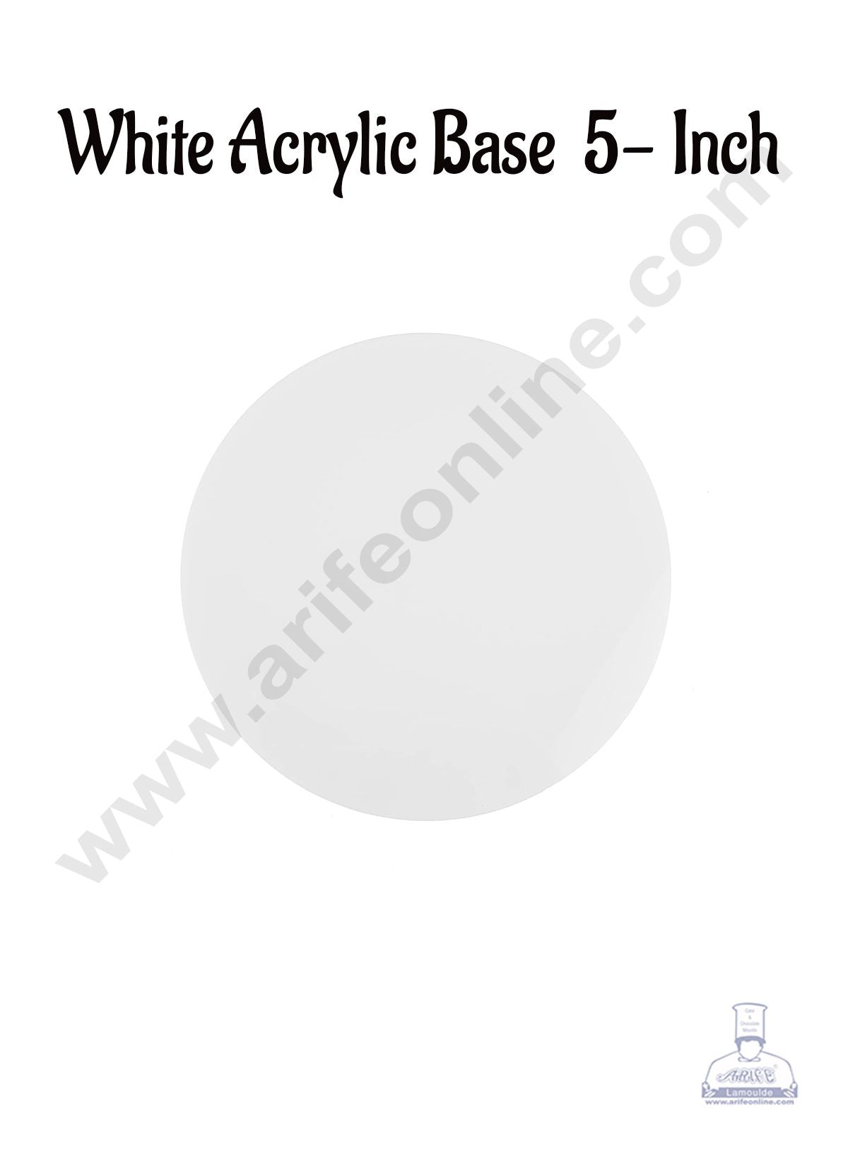 5 Inch Round White Acrylic Cake Board Ganaching Plate (2mm thickness) (10 Pc Pack) (MOQ 12 PCK)
