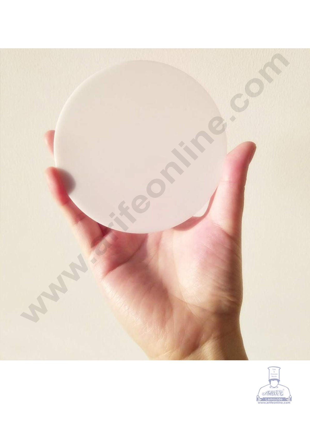 6 Inch Round White Acrylic Cake Board Ganaching Plate (2mm thickness) (10 Pc Pack) (MOQ 12 PCK)