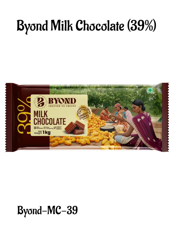 BYOND Milk Chocolate 39% | Professional Milk Chocolate for Baking, Moulding & Desserts (1 Kg) (Beyond-MC-39)