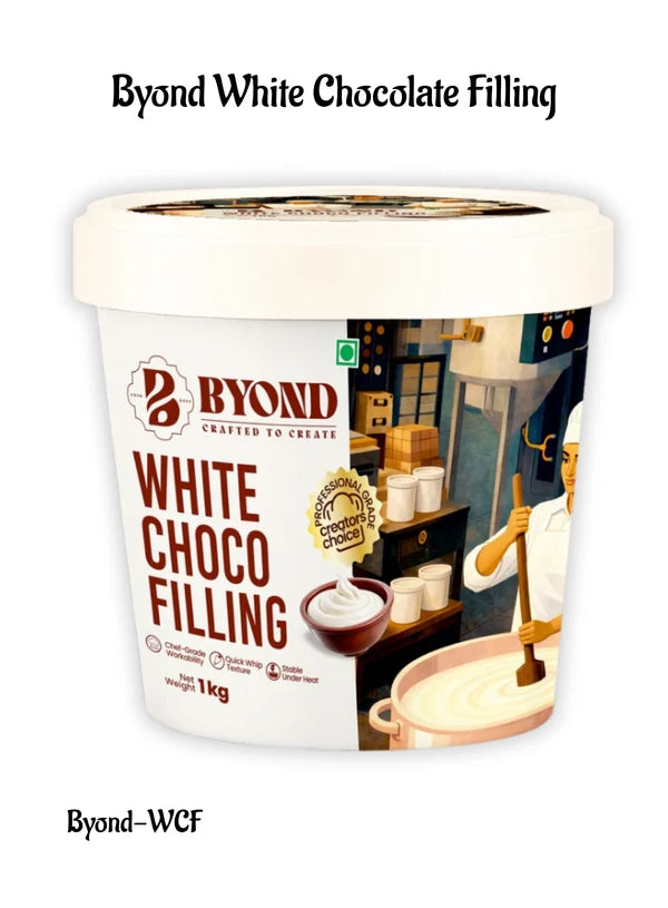 BYOND White Choco Filling | Ready-to-Use White Chocolate Filling for Cakes, Pastries & Desserts (1 Kg) (Beyond-WCF)