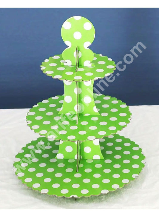 Cake Decor™ 3 Tier Large Polka Dots Printed Round Cardboard Cupcake Stand