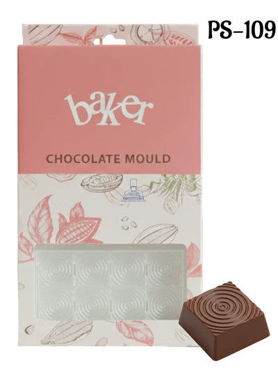 Heavy Bakers Polycarbonate Chocolate 3 Bar Mold with Square 8 Cavities Each Bar and Concentric Circle Design Chocolate Mould |SBPS-109|1 Piece|  (MOQ 12 PCS)  (AED)