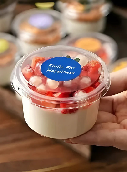 5 Pcs Pvc Container Big Round Dessert With Lid | Dessert Package (SB-11716) (MOQ 100 PCS) (AR.5)
