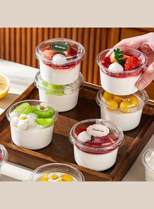 5 Pcs Pvc Container Big Round Dessert With Lid | Dessert Package (SB-11716) (MOQ 100 PCS) (AR.5)