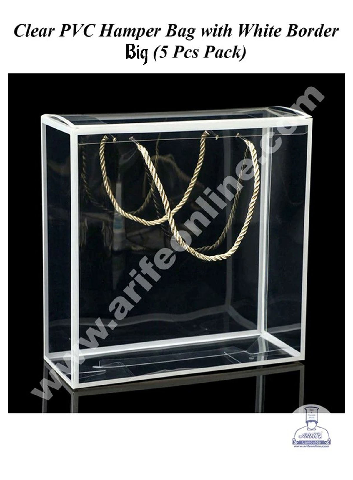 Big Clear PVC Hamper Bag with White Border | Gift Box | Gift Bag with Handle (MOQ 100 PCS)
