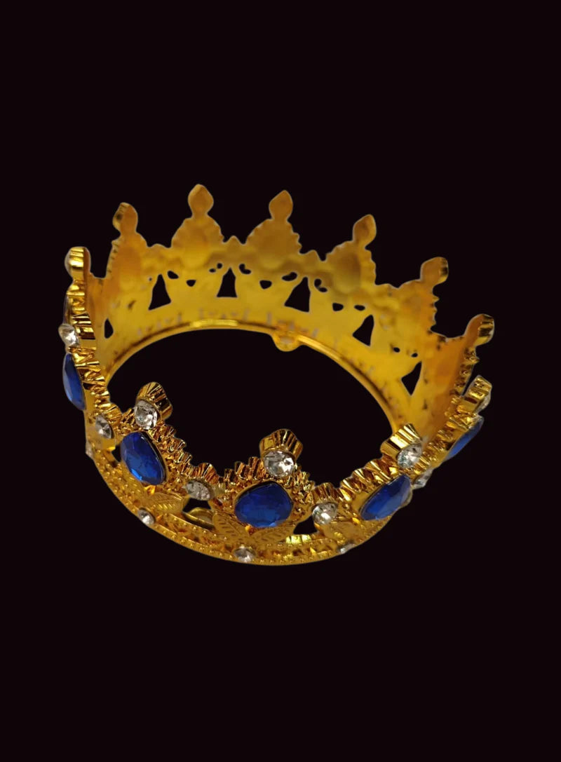 Golden Floral Crown -Blue Gem-Small Cake Topper ( SBMT-CR-ND-54-5-B-S)  (MOQ 12 PCS) (OE)