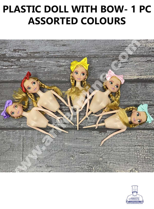 CAKE DECOR™ 1 Piece Plastic Lovely Doll with Bow Cake Topper Cake Decorating Tools (SBCD-003)
