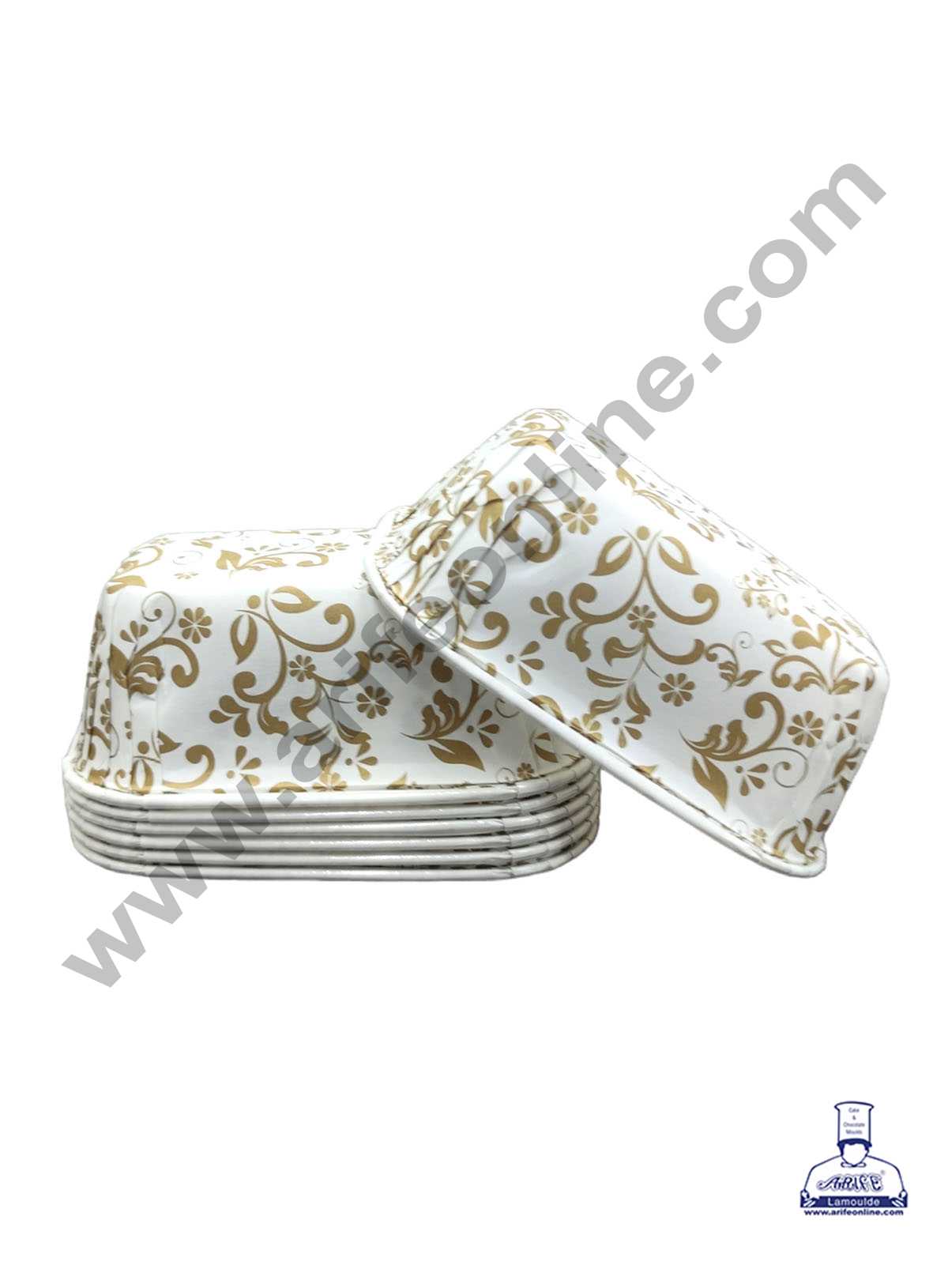CAKE DECOR™ 10 Pcs Small White Golden Leaf Design Bake and Serve Plum Cake Mold