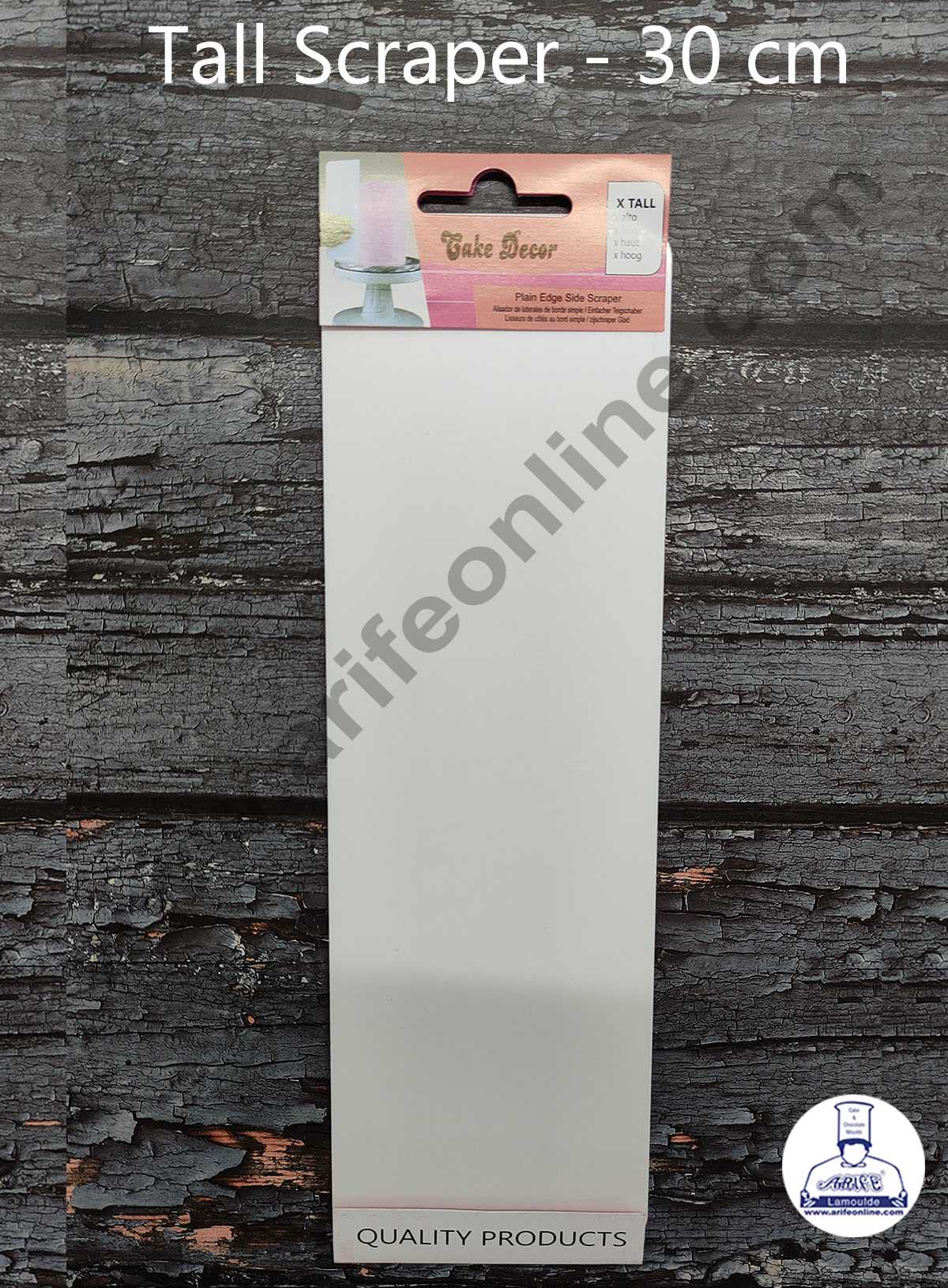 CAKE DECOR™ 1pc Plastic Tall Cake Scrapper Large Smoother Icing Fondant Cake Decorating Pastry Baking Tool - 30 cm ( ZN-2778 )
