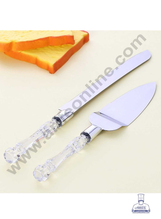 CAKE DECOR™ 2 pcs Set Multi-purpose Cake Knife and Cake Shovel Acrylic Handle with Stainless Steel Blade Baking Supplies (SBS-231)