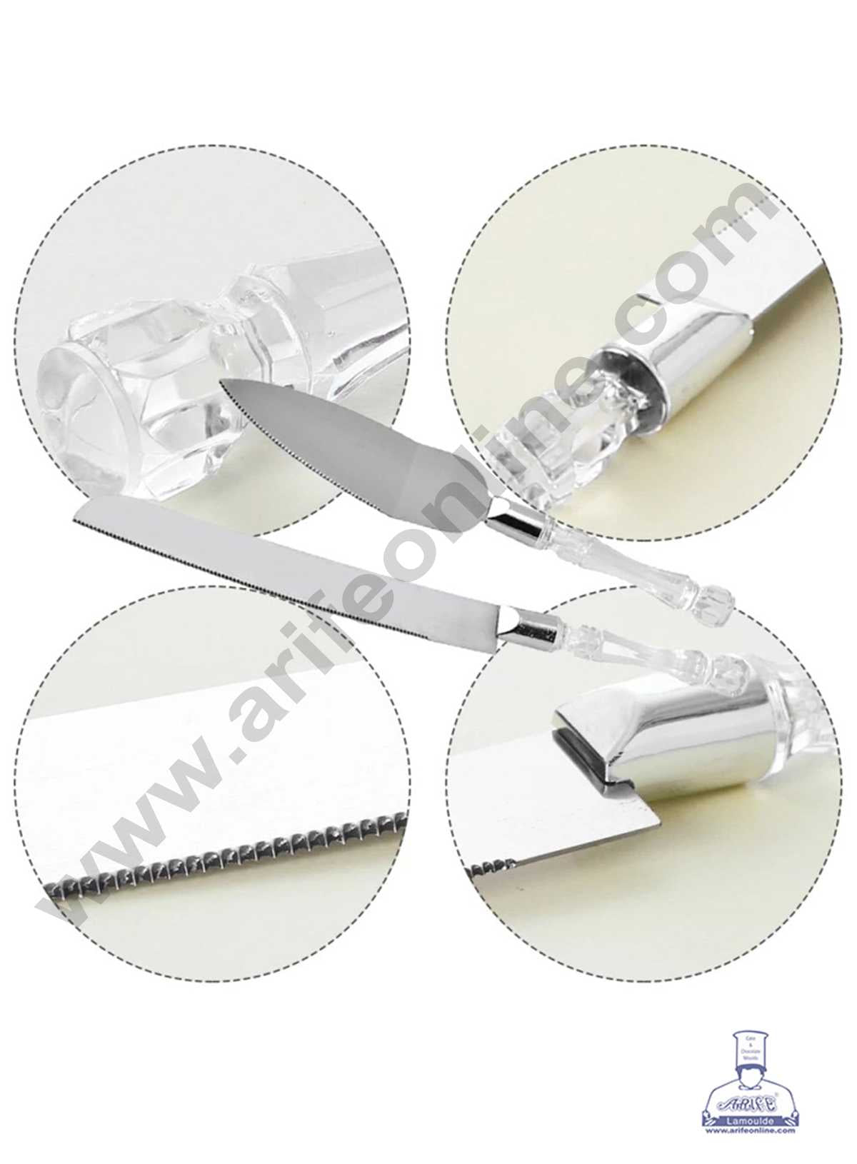 CAKE DECOR™ 2 pcs Set Multi-purpose Cake Knife and Cake Shovel Acrylic Handle with Stainless Steel Blade Baking Supplies (SBS-231)