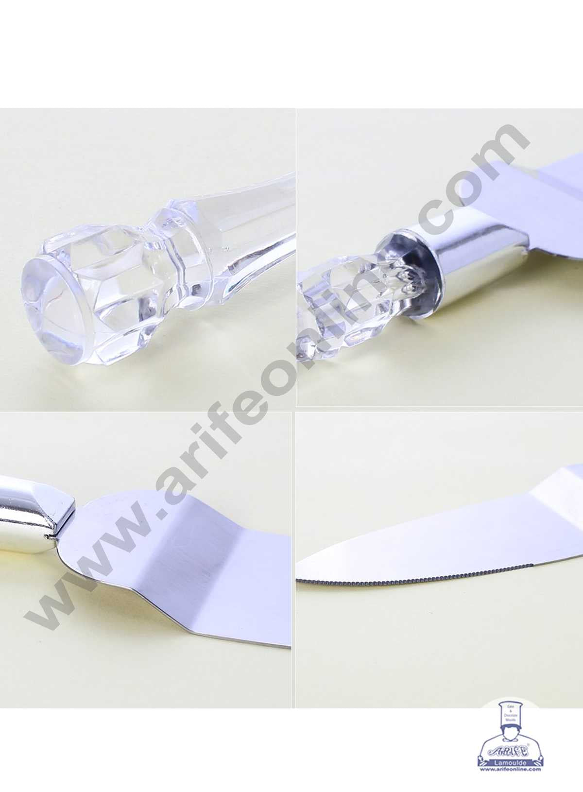 CAKE DECOR™ 2 pcs Set Multi-purpose Cake Knife and Cake Shovel Acrylic Handle with Stainless Steel Blade Baking Supplies (SBS-231)