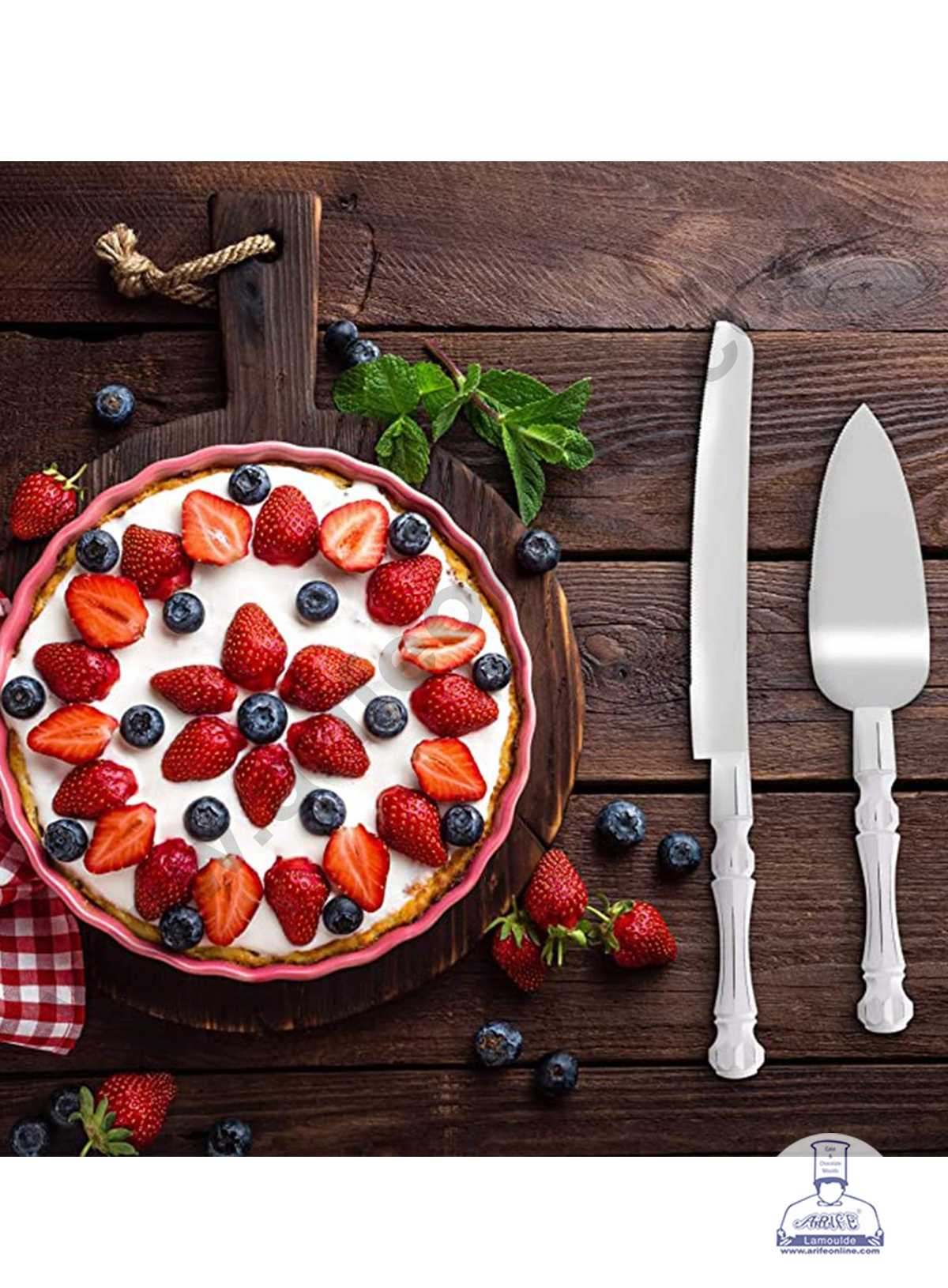 CAKE DECOR™ 2 pcs Set Multi-purpose Cake Knife and Cake Shovel Acrylic Handle with Stainless Steel Blade Baking Supplies (SBS-231)