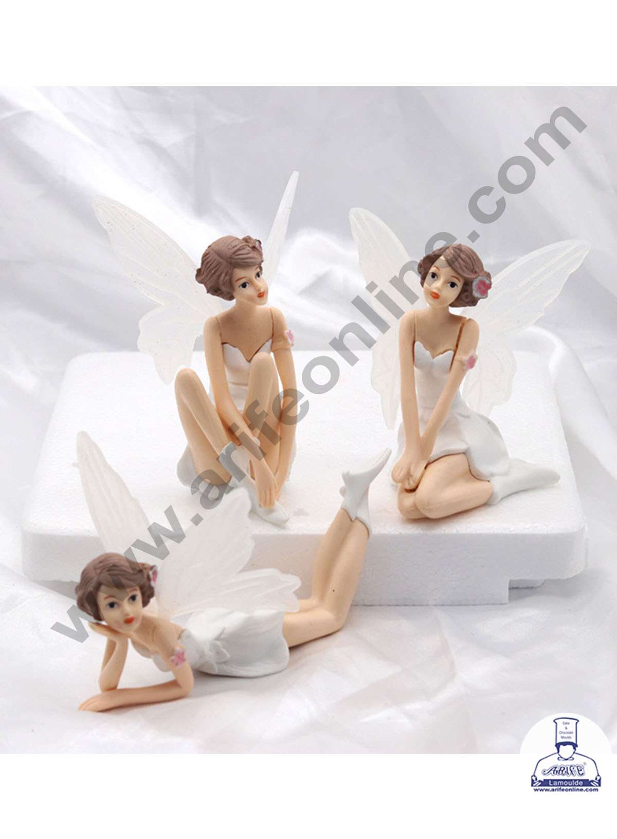 CAKE DECOR™ 3 Pieces Fairy With Wings Plastic Toys for Cake Toppers
