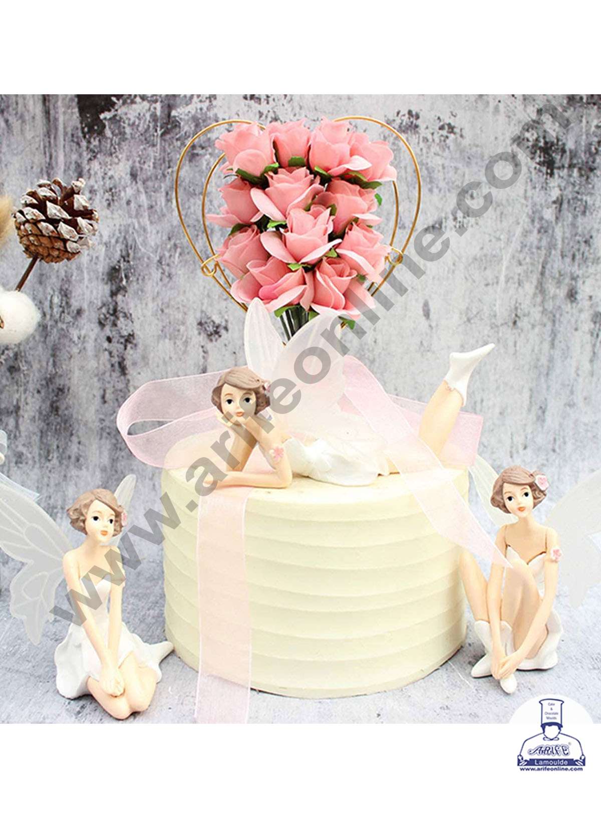 3 Pieces Fairy With Wings Plastic Toys for Cake Toppers SBTO-029 (MOQ 12 PCS) (AID)